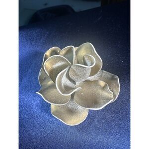 Vintage 1960s Silver Tone Flower Shawl Clip Lapel Scarf Clasp Sculptural